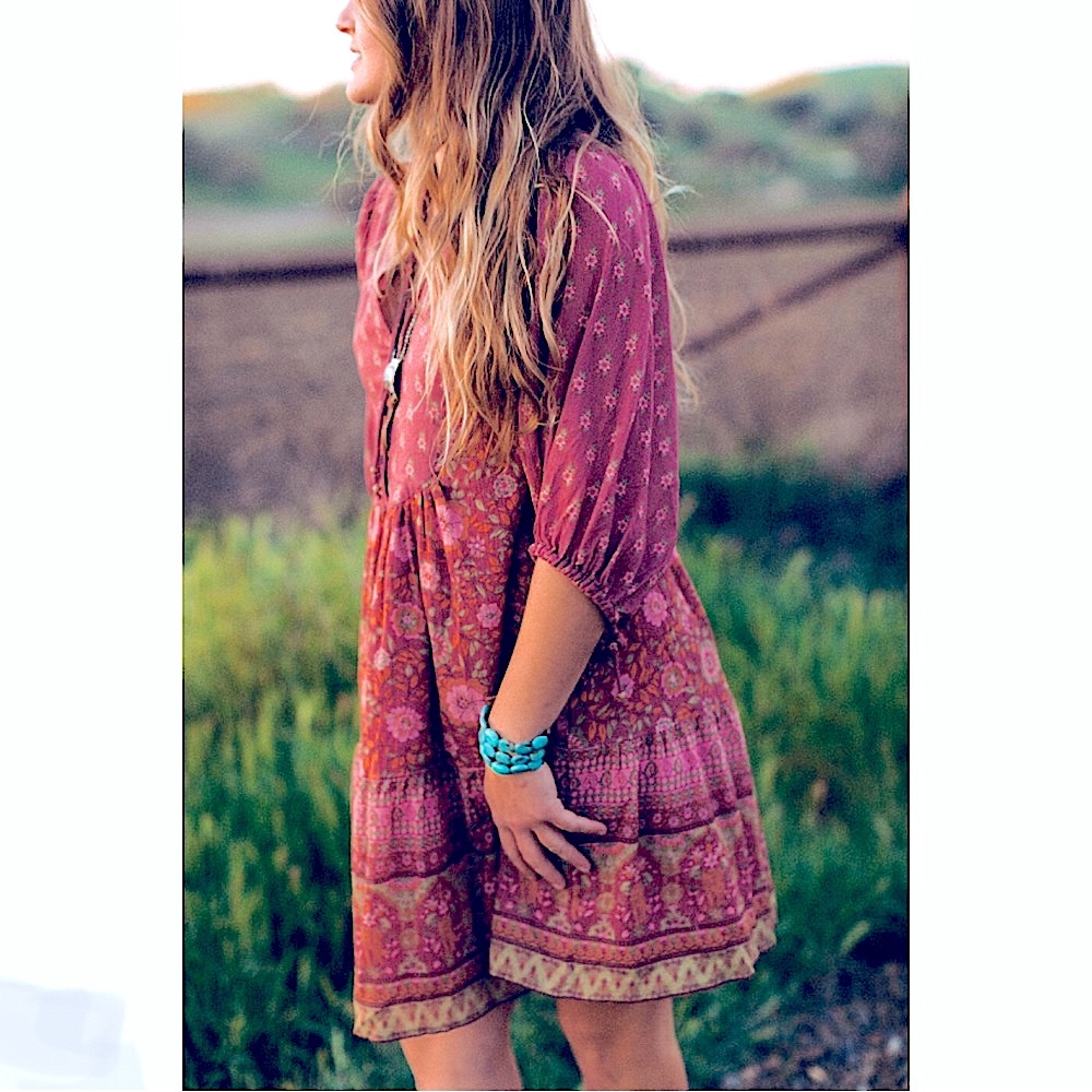 Spell Utiopa Minidress in Berry Sz Med